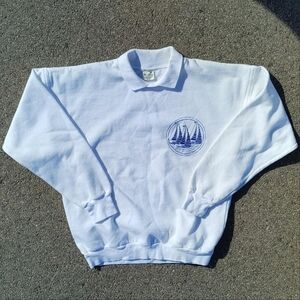 Vtg 1980s Cal Pacific Made in USA Sailboats Print Crewneck Sweatshirt Size (M) 